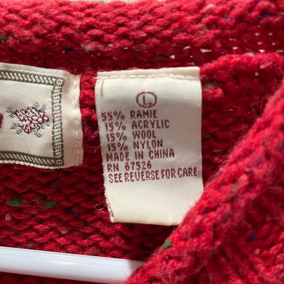 Vintage Christmas sweater by Ashley,  Red Sweater with Santa Pocket, size Large - Picture 4 of 4